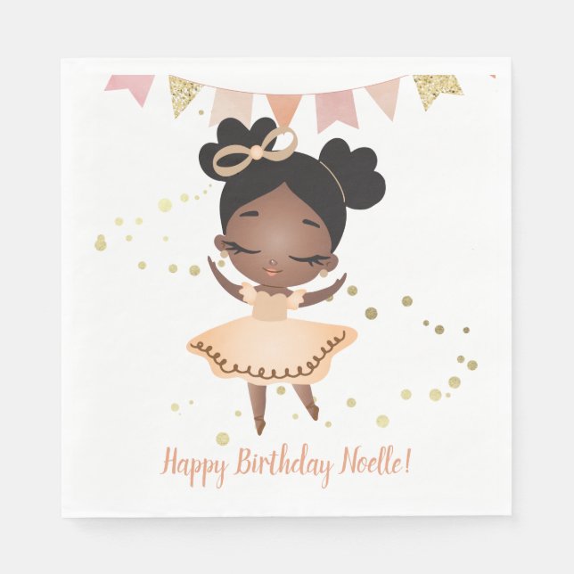 Grattis på födelsedagen! Princess Ballerina w/Bow Pappersservett (Framsidan)