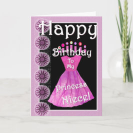 Grattis på födelsedagen Princess Niece Rosa Dress Kort