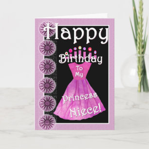 Grattis på födelsedagen Princess Niece Rosa Dress Kort