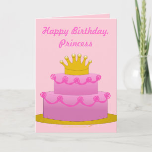 Grattis på födelsedagen Princess Rosa Cake with Kr Kort