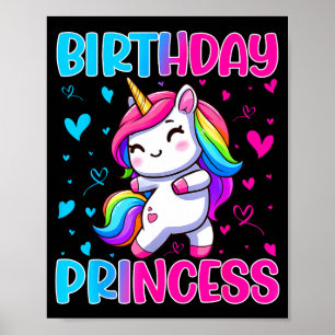 Grattis på födelsedagen Prinsessa Enhörning Söt Re Poster