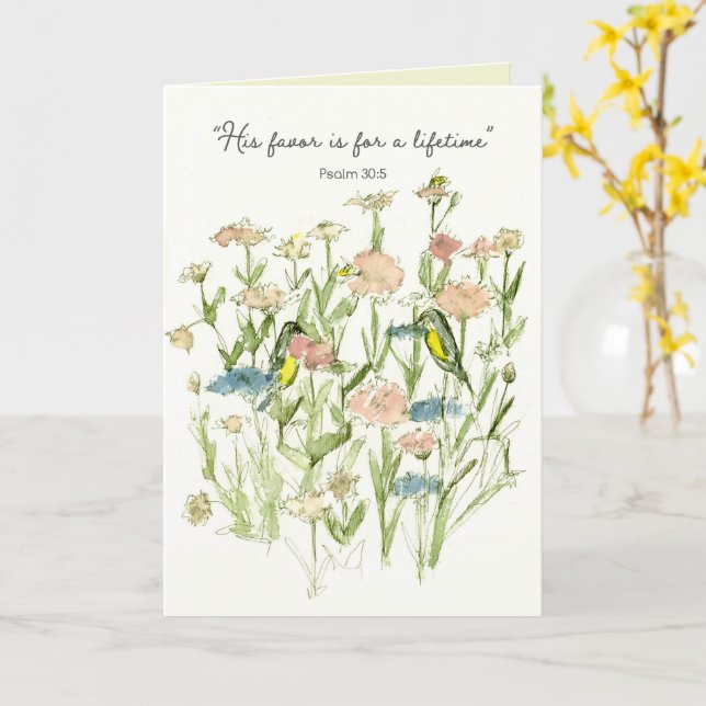 Grattis på födelsedagen Psalm 30 Skrift Stjärnor B Kort (Gul blomma)