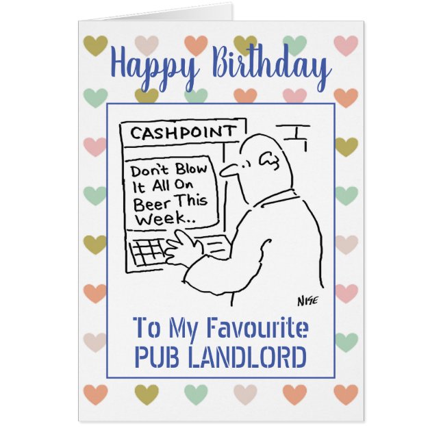 Grattis på födelsedagen Pub Landlord Hälsningskort (Framsidan)