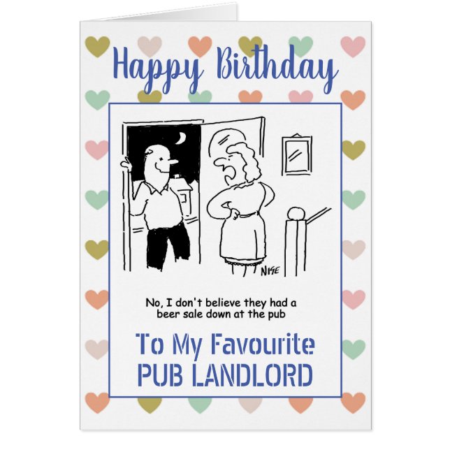 Grattis på födelsedagen Pub Landlord Hälsningskort (Framsidan)