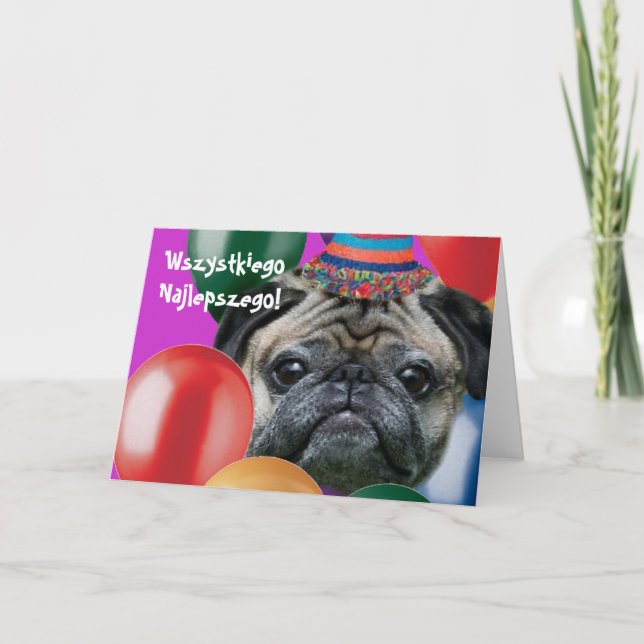 Grattis på födelsedagen puckel-hund kort (Framsida)