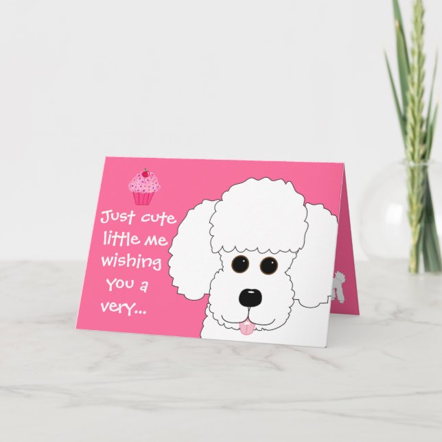 Grattis på födelsedagen! Pudel Hund Art-kort Kort (Framsida)