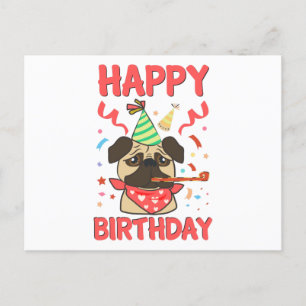 Grattis på födelsedagen Pug Bulldog Vykort