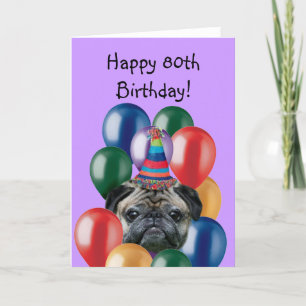 Grattis på födelsedagen Pug-hälsningskort Kort