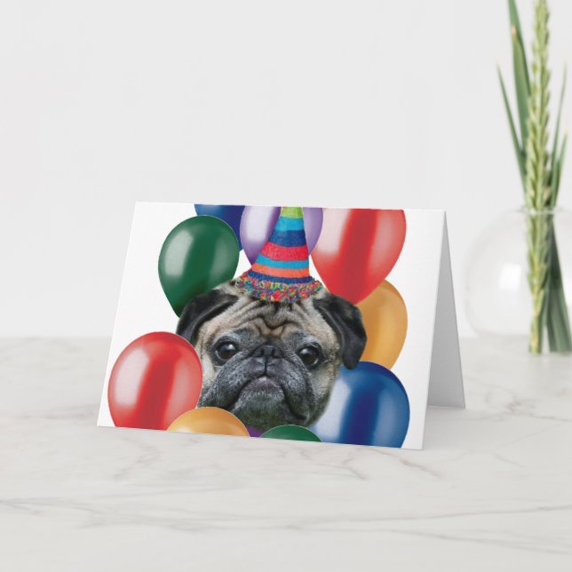 Grattis på födelsedagen Pug hund Kort (Framsida)