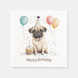 Grattis på födelsedagen Pug Hund Pappersservett