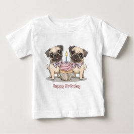 Grattis på födelsedagen Pug Hundar Cuptårta T Shirt