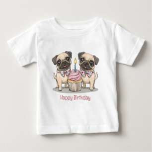 Grattis på födelsedagen Pug Hundar Cuptårta T Shirt