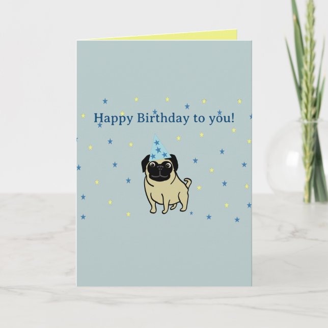 Grattis på födelsedagen Pug Kort (Framsida)