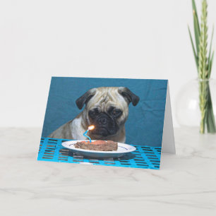 Grattis på födelsedagen Pug med stäckljus - kort