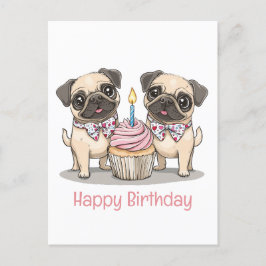 Grattis på födelsedagen Pugs-muffin Vykort