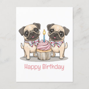 Grattis på födelsedagen Pugs-muffin Vykort