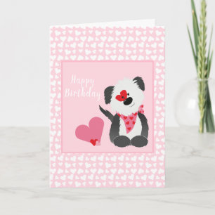 Grattis på födelsedagen Puppy Heart Mönster Rosa Kort