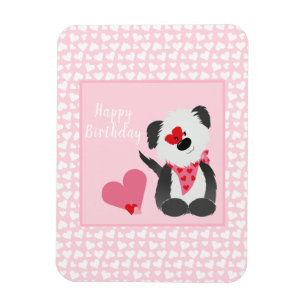 Grattis på födelsedagen Puppy Heart Mönster Rosa Magnet