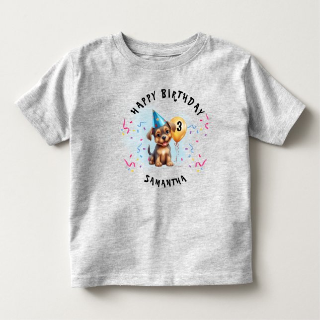 Grattis på födelsedagen Puppy Party T Shirt (Framsida)