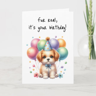 Grattis på födelsedagen Puppy Woof Celebrate Päls  Kort