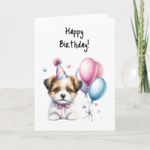 Grattis på födelsedagen Puppy Woof Rosa Bow Tie Pa Kort