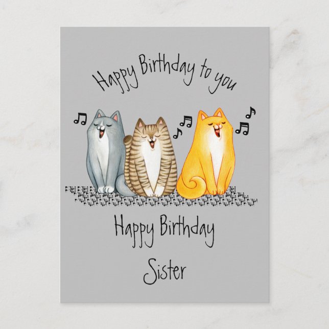Grattis på födelsedagen Purrrfect-syster har någon Vykort (Framsida)