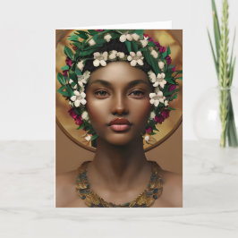 Grattis på födelsedagen Queen, vacker afrikansk-am Kort