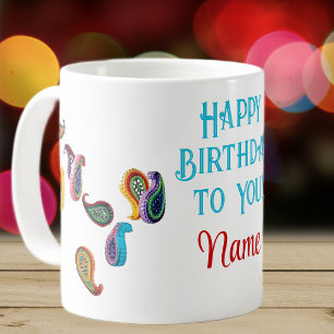 Grattis på födelsedagen Quilled Paisleys, 11 oz Co Kaffemugg