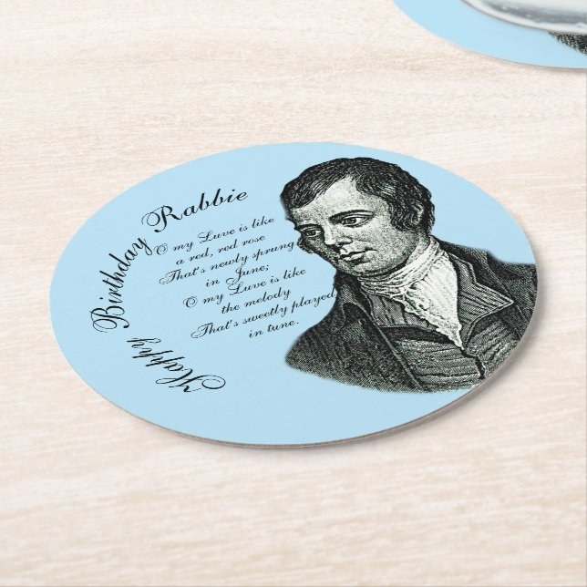 Grattis på födelsedagen Rabbie - Robert Burns Underlägg Papper Rund (Vinklad)