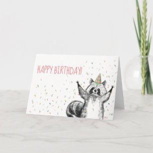 Grattis på födelsedagen Raccoon Kort