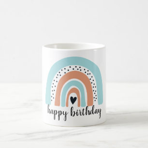grattis på födelsedagen Rainbow Blue Peach Kaffemugg