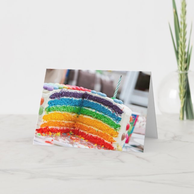 Grattis på födelsedagen Rainbow Cake LGBT-kort Kort (Framsida)