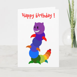 ’GRATTIS PÅ FÖDELSEDAGEN’ RAINBOW CATERPILLAR KORT