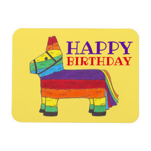 Grattis på födelsedagen Rainbow Donkey Pinata Fies Magnet