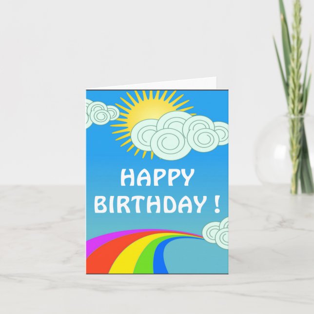 ’GRATTIS PÅ FÖDELSEDAGEN’ RAINBOW HIMLAR KORT (Framsida)