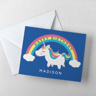 Grattis på födelsedagen Rainbow Unicorn Lägg t Kort