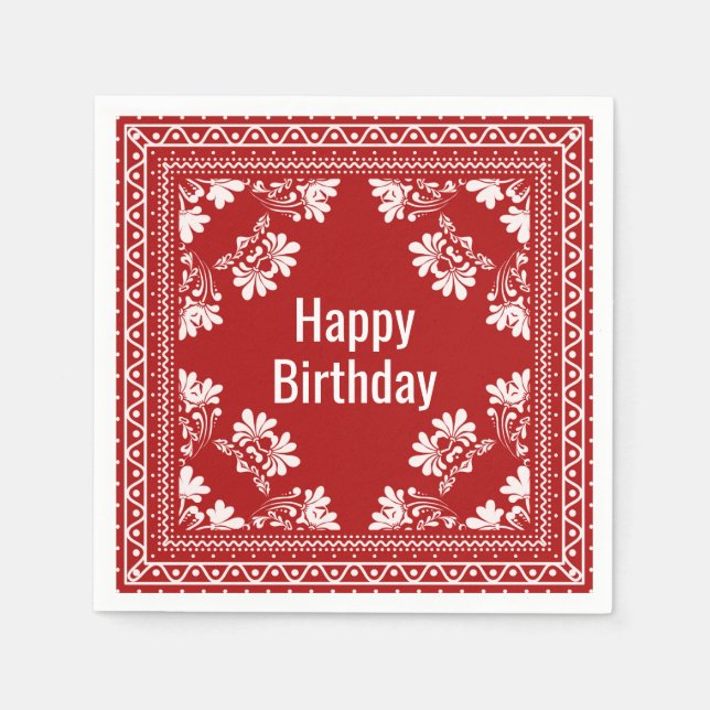 Grattis på födelsedagen Red Bandana Pappersservett (Framsidan)