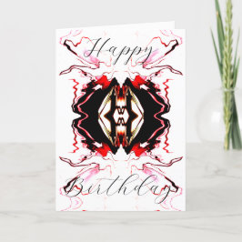 Grattis på födelsedagen Red Black White Abstrakt F Kort