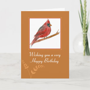 Grattis på födelsedagen Red Cardinal Bird Watercol Kort