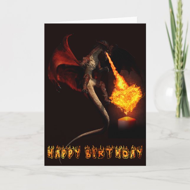 Grattis på födelsedagen Red Dragon Älskare Fire He Kort (Framsida)