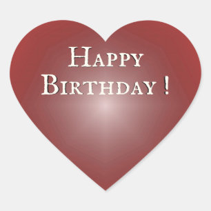 Grattis på födelsedagen Red Heart Glow Hjärtformat Klistermärke