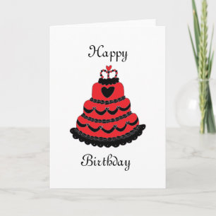 Grattis på födelsedagen Red Hearts Gothic Cake Kort