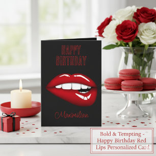 Grattis på födelsedagen Red Läppar Personlig Card Kort