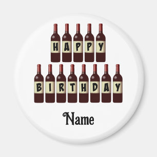 Grattis på födelsedagen Red Vin Flaskor Anpassad Magnet