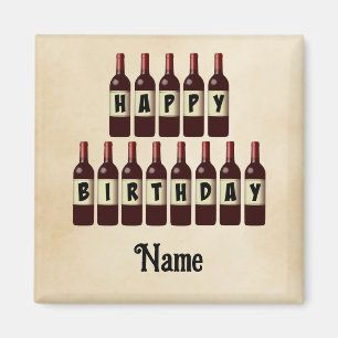 Grattis på födelsedagen Red Vin Flaskor Anpassad Magnet
