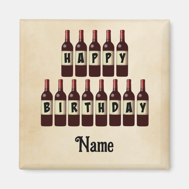 Grattis på födelsedagen Red Vin Flaskor Anpassad Magnet (Framsidan)