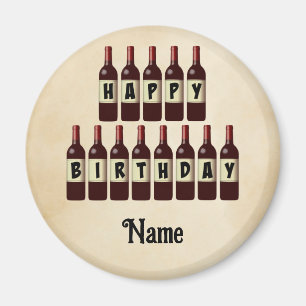 Grattis på födelsedagen Red Vin Flaskor Anpassad Magnet