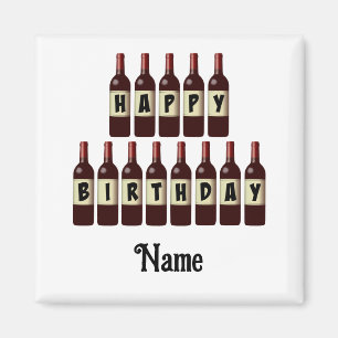Grattis på födelsedagen Red Vin Flaskor Anpassad Magnet