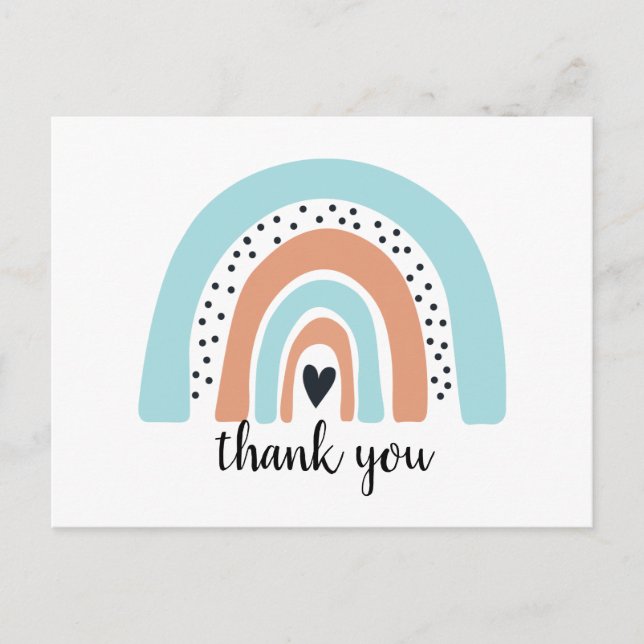 Grattis på födelsedagen Regnbåge Blå Persika Vykort (Framsida)