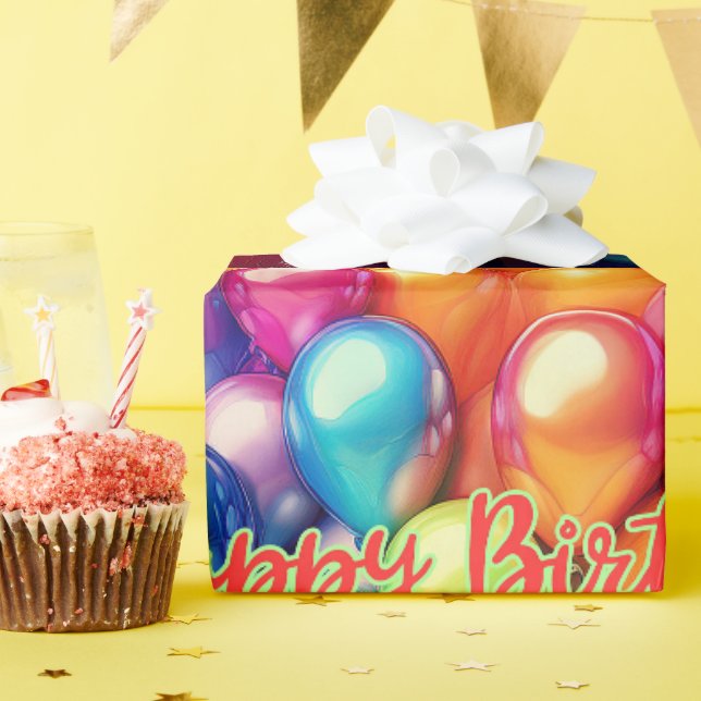 Grattis på födelsedagen Regnbågsballonger Presentpapper (Födelsedagsfest)